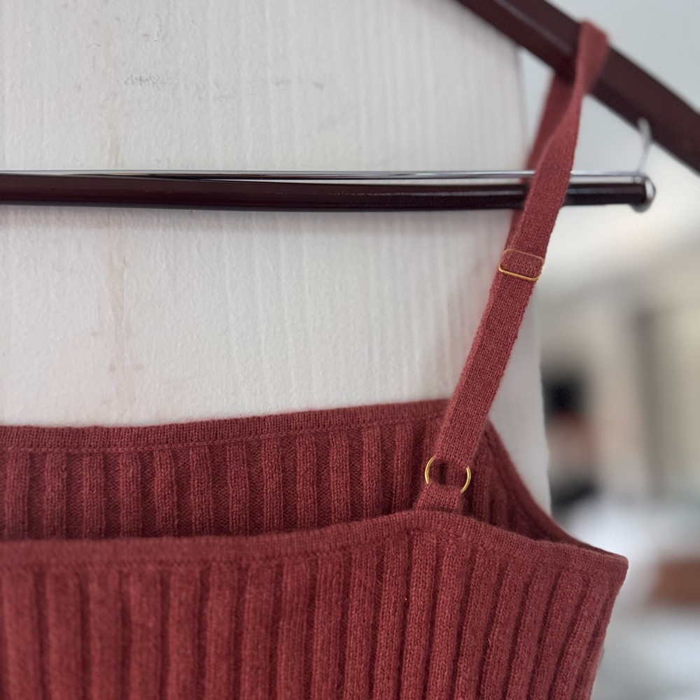 The Cashmere Project Rust Ribbed Knit Tank Top - Picture 7 of 9